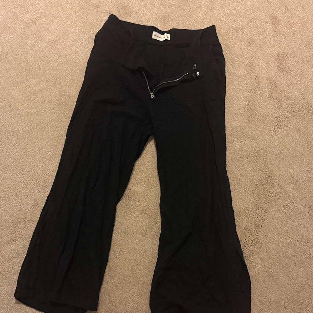 Abercrombie & Fitch Black Linen Regular Rise Pants